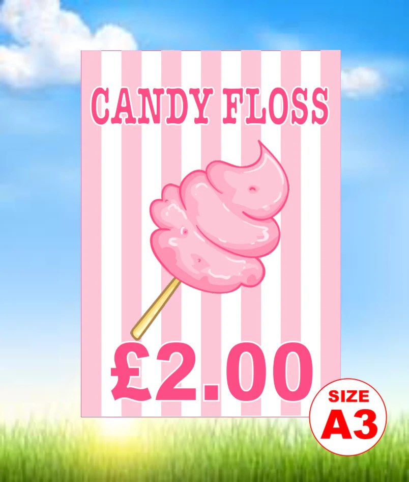 Candy Floss with Price Bouncy Signs