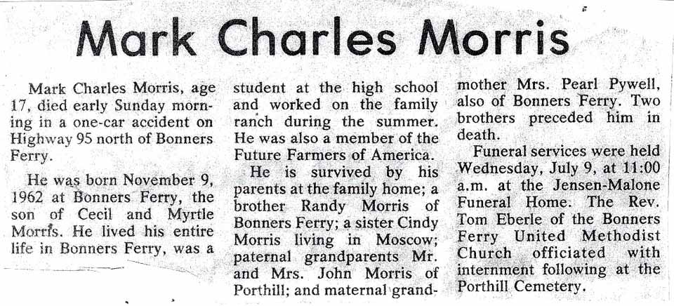 Morris, Mark Charles 1962 1980 New Obituaries