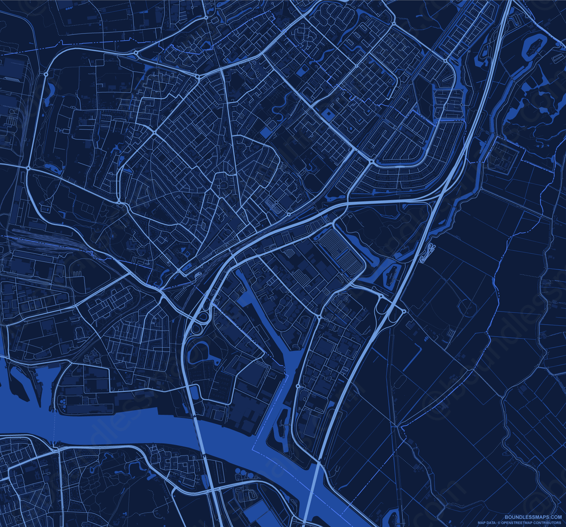 Beverwijk Dark Blue Vector Map Boundless Maps