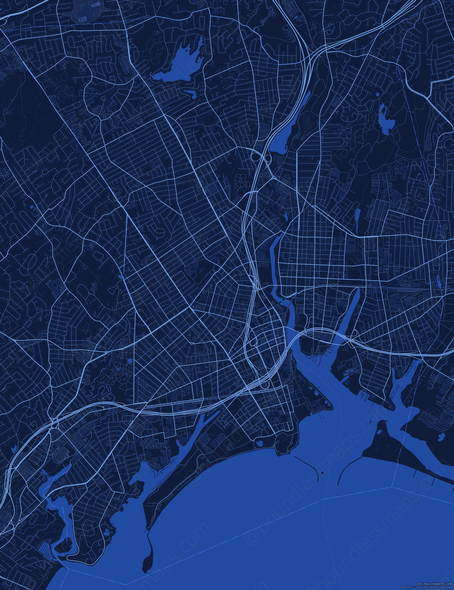 Bridgeport Vector Map Dark Blue (AI,PDF) Boundless Maps