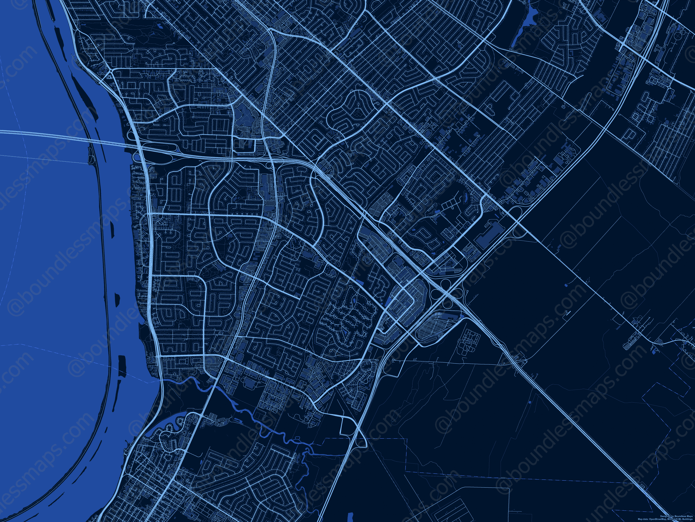 Brossard Dark Blue Vector Map Boundless Maps