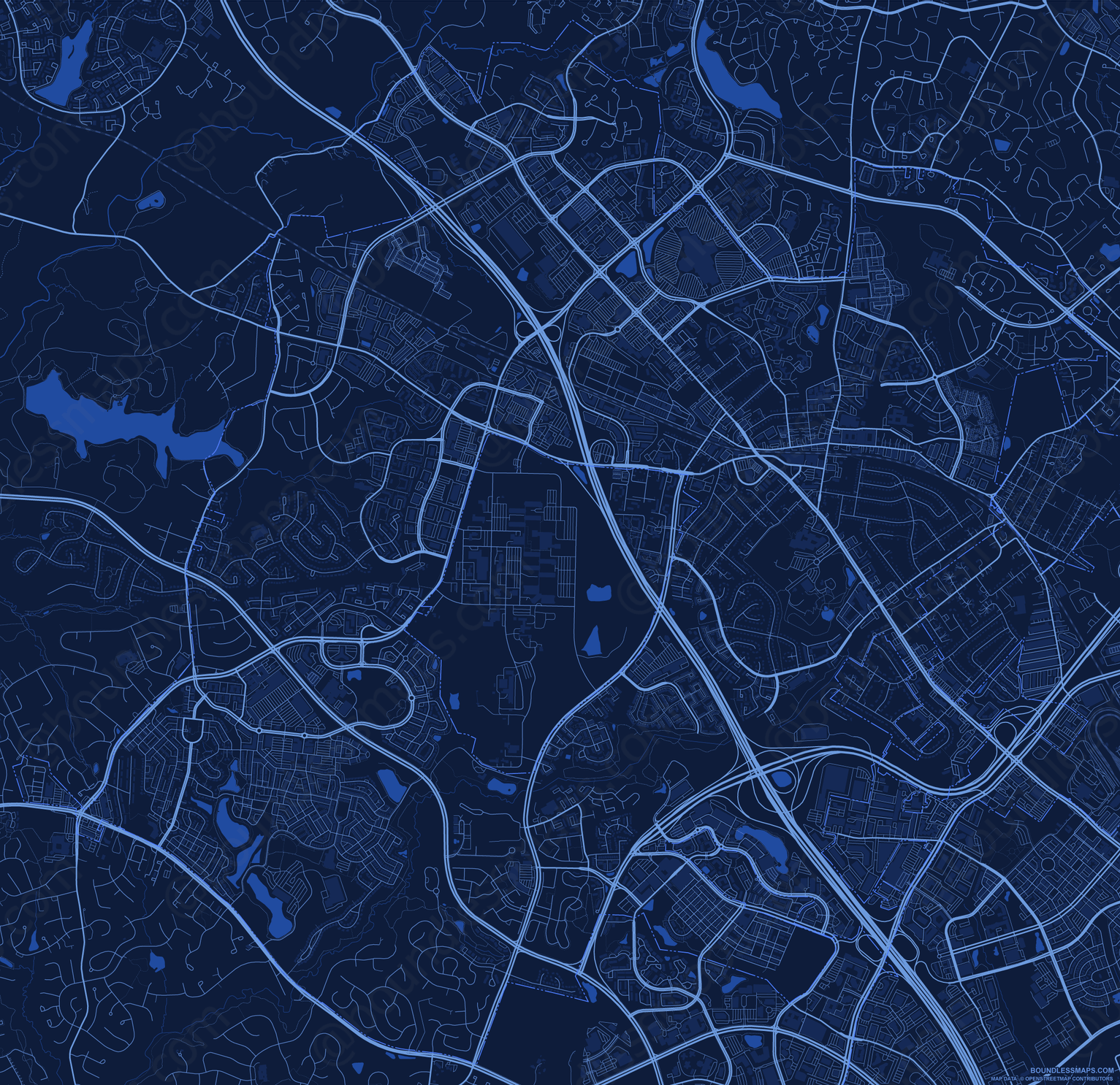 Gaithersburg Dark Blue Vector Map Boundless Maps