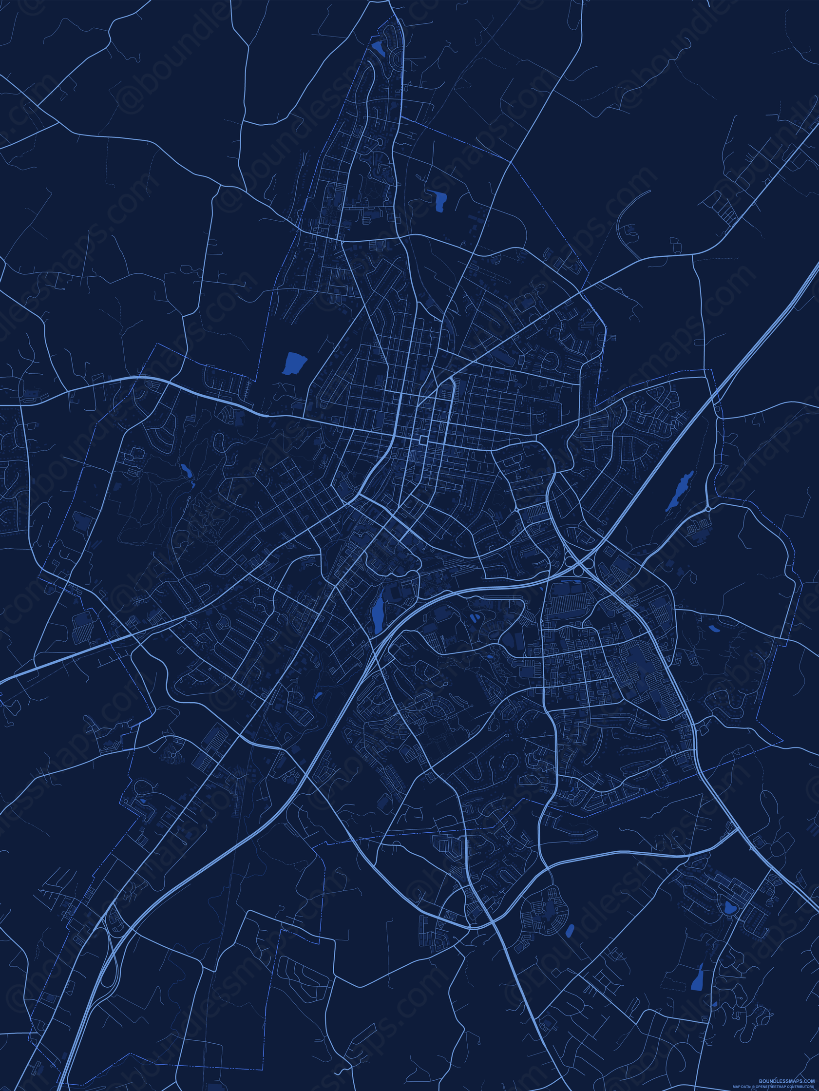 Harrisonburg Dark Blue Vector Map Boundless Maps