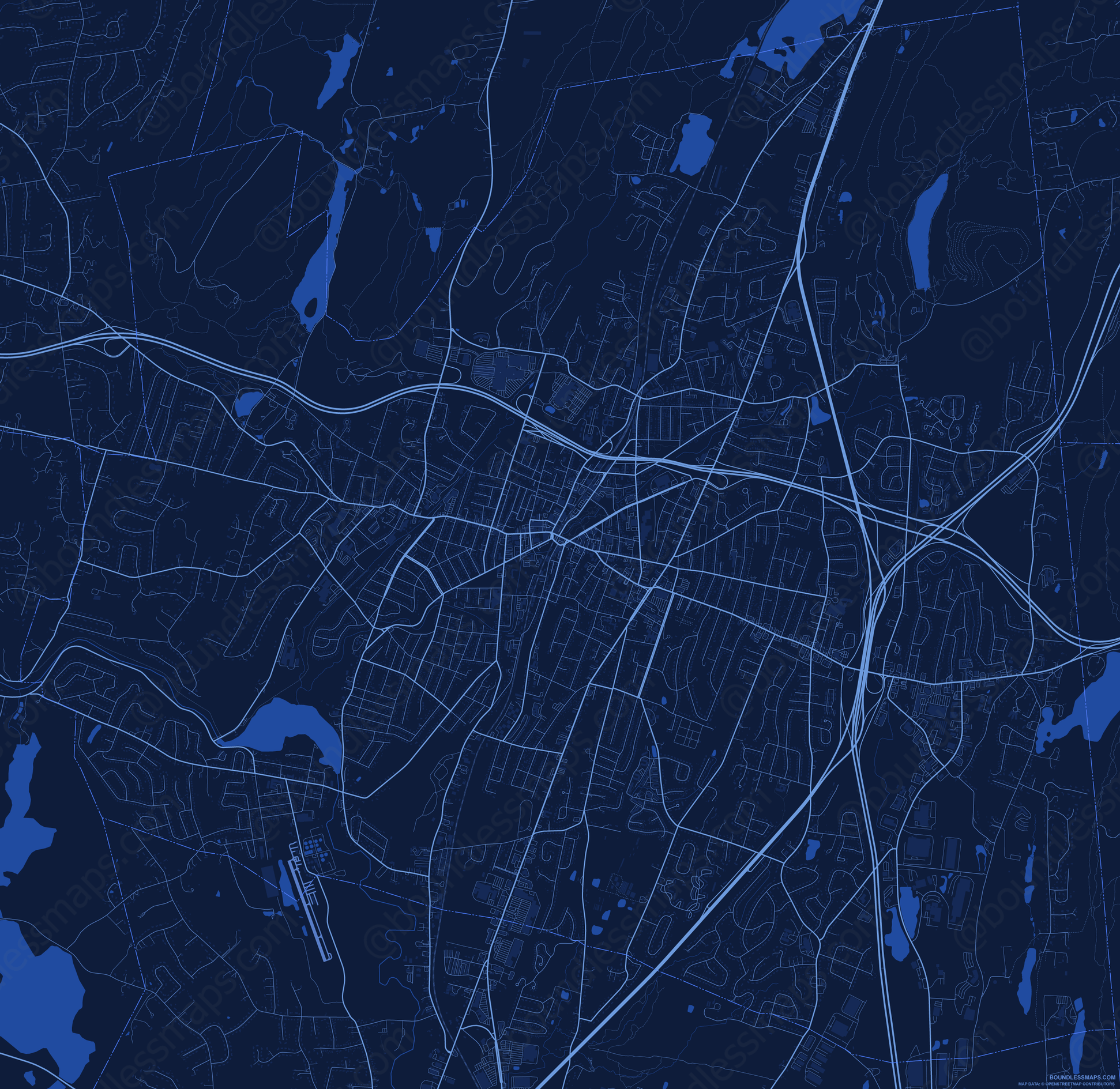 Meriden Dark Blue Vector Map Boundless Maps