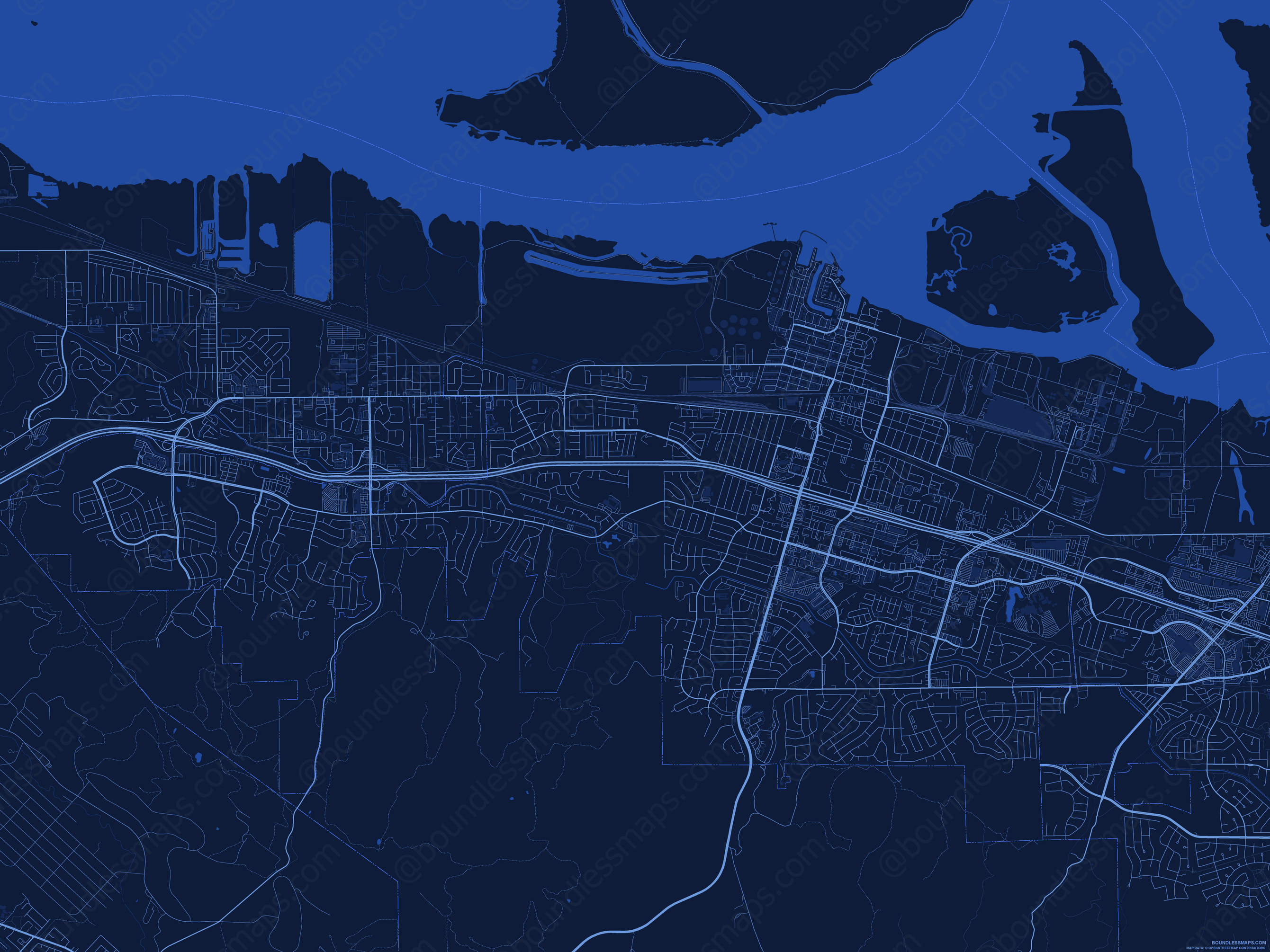 Pittsburg Vector Map Dark Blue (AI,PDF) Boundless Maps