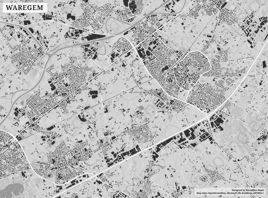 Waregem Figureground Vector Map Boundless Maps