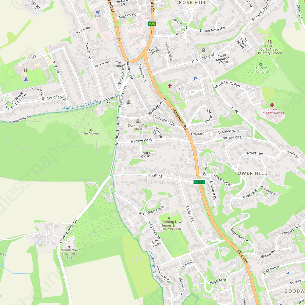 Dorking Modern Atlas Vector Map Boundless Maps