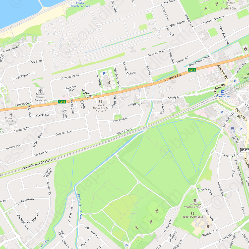 Prestatyn Modern Atlas Vector Map Boundless Maps