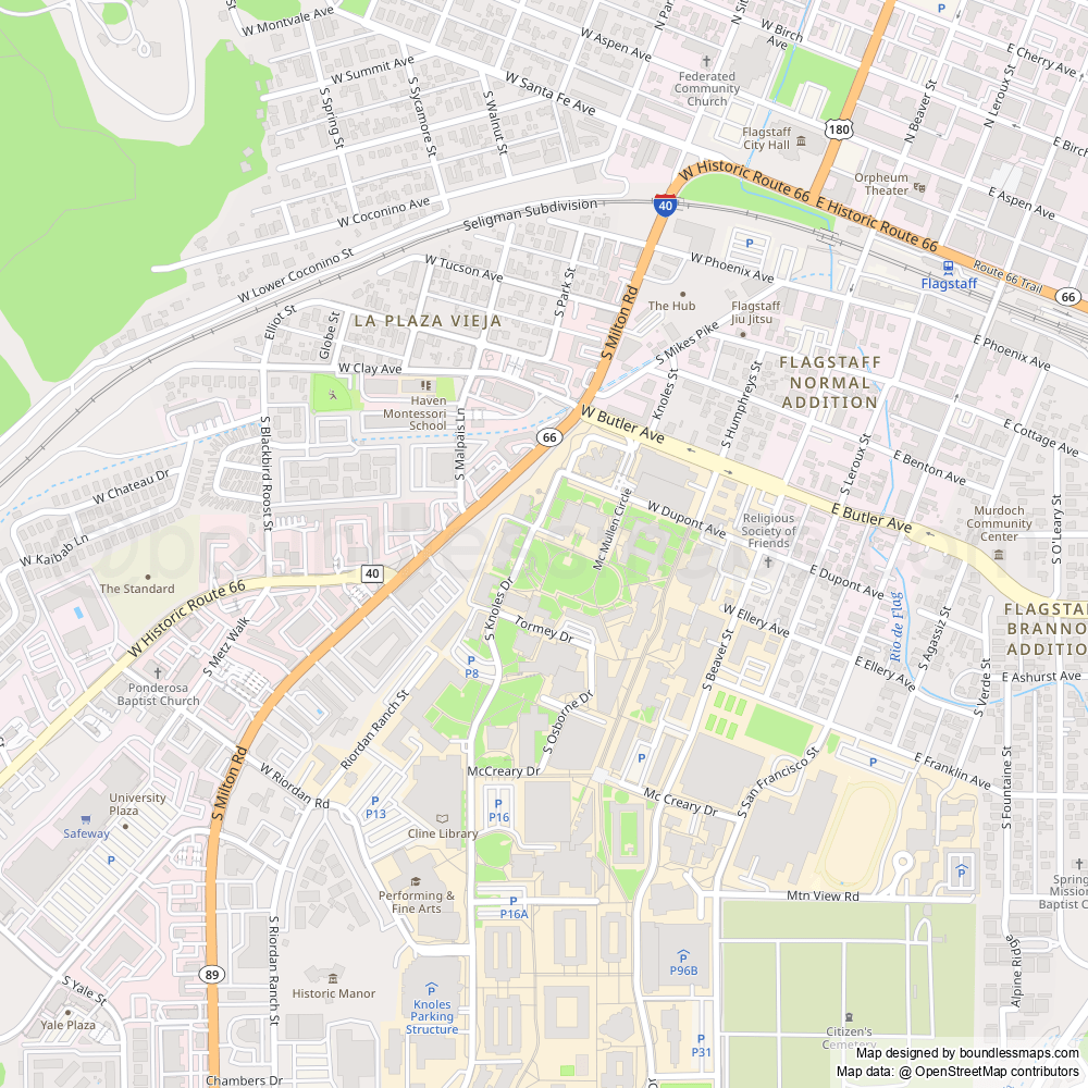 Highly detailed printable and editable vector map of Flagstaff https