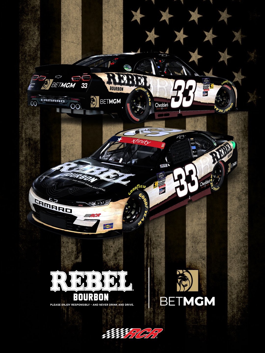 Kyle Busch Unveils New Rebel Bourbon NASCAR Xfinity Car Bourbon Lens