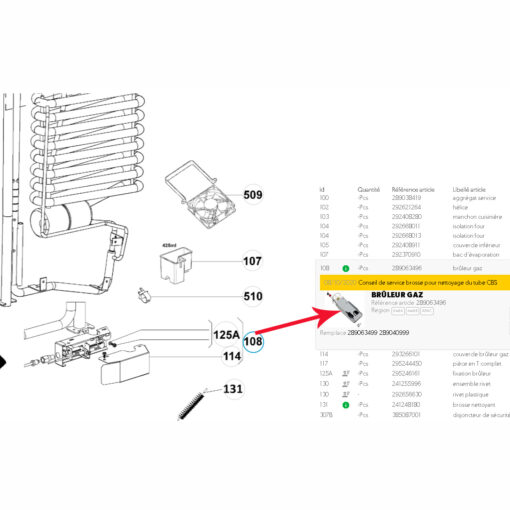 Brûleur gaz pour RMD8551, RMD8555, RMDT8555, RMDX25, RMF8505, RMD8505
