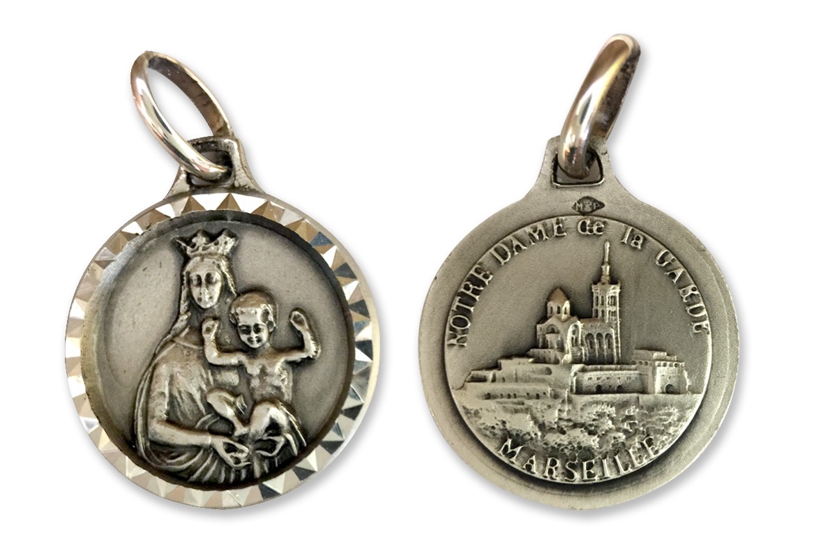 Médaille NotreDame de La Garde ronde facettée Argent 925 Boutique