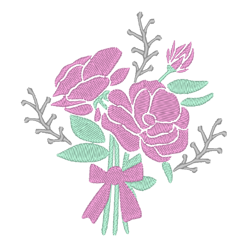 Motif broderie machine bouquet de roses