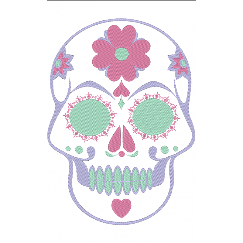 Motif broderie machine Tête de mort romantique gothique