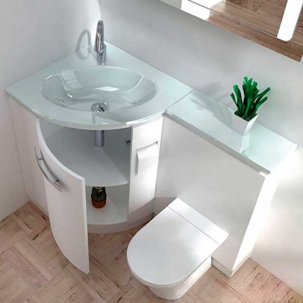 Угловая раковина с тумбой в ванную комнату