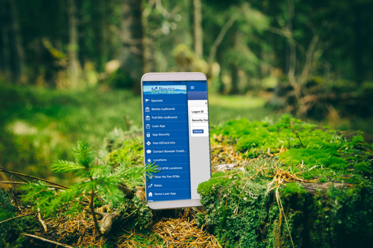 Smartphone in nature. Bowater Credit Union