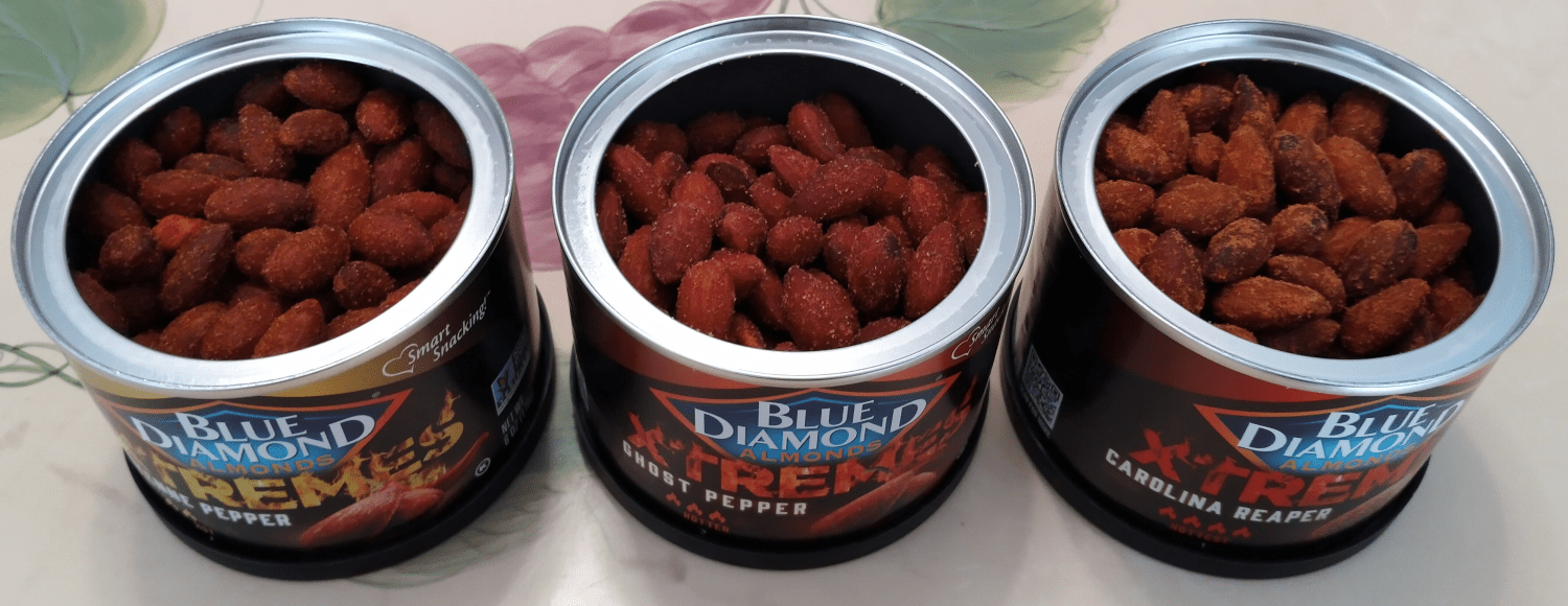 Review Blue Diamond XTREMES almonds (Cayenne Pepper, Ghost Pepper, and