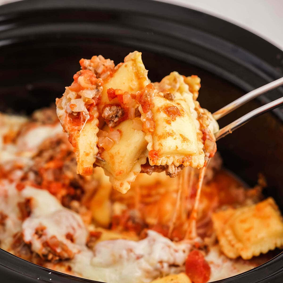 Crockpot Lasagna with Ravioli Bowl Me Over