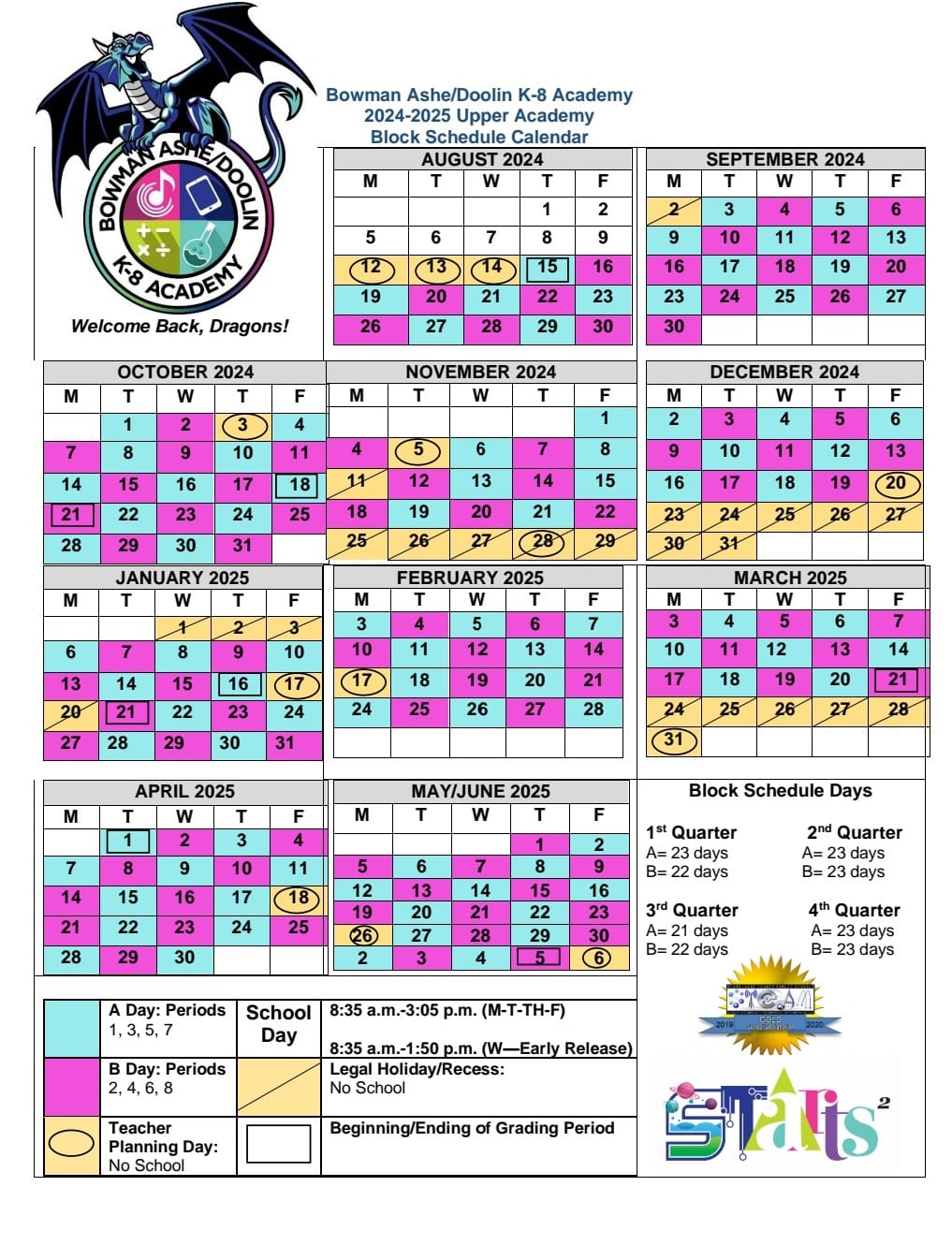 Calendar BOWMAN ASHE/DOOLIN K8 ACADEMY