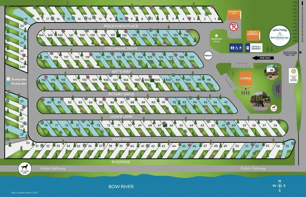 Amenities & Site Map Bow RiversEdge Campground