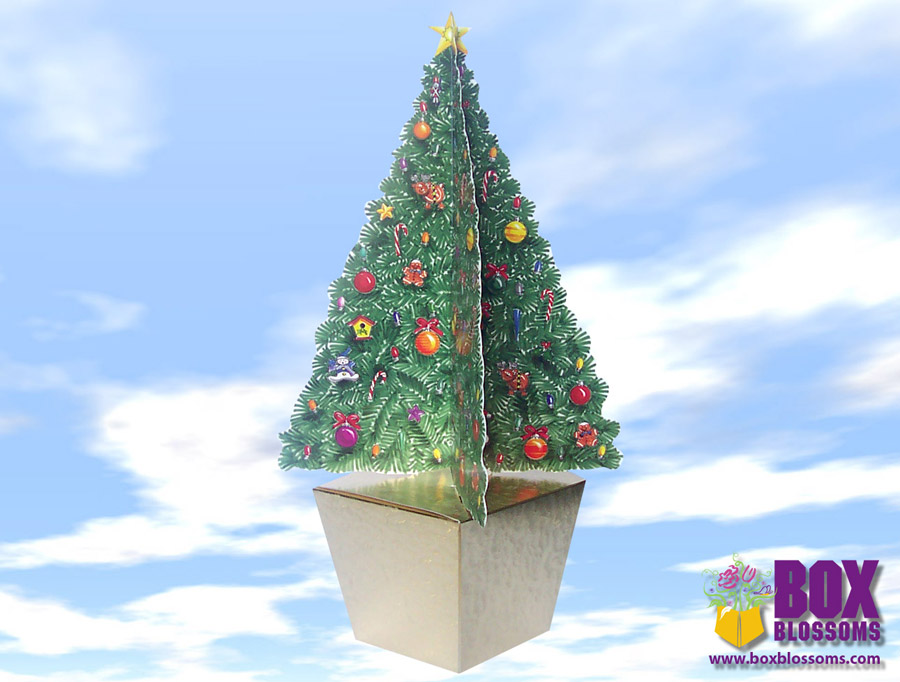 Christmas Tree Gold Foil Gift Box Box Blossoms