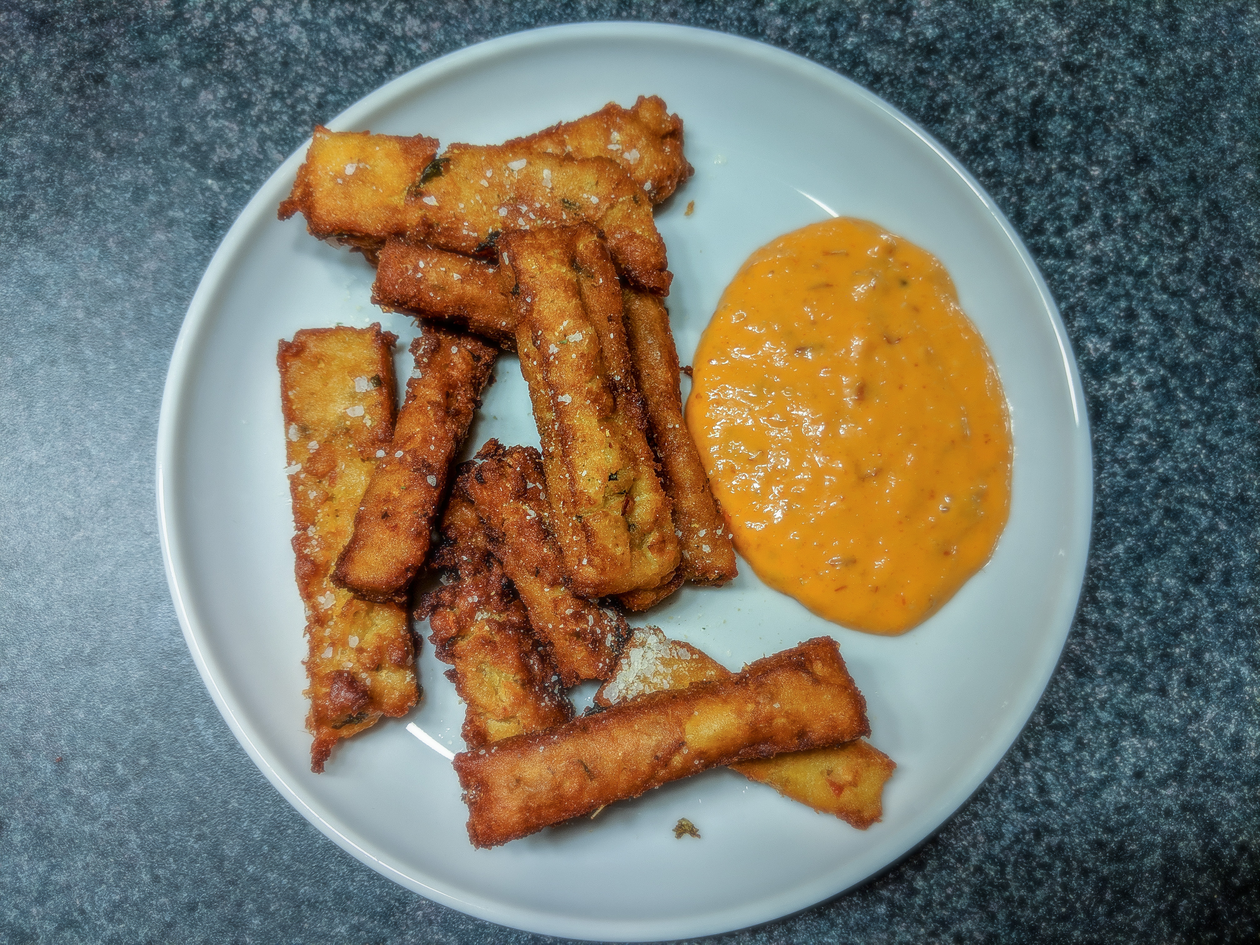 Chickpea fries w/ garlic Sriracha aioli Boxcar Cook