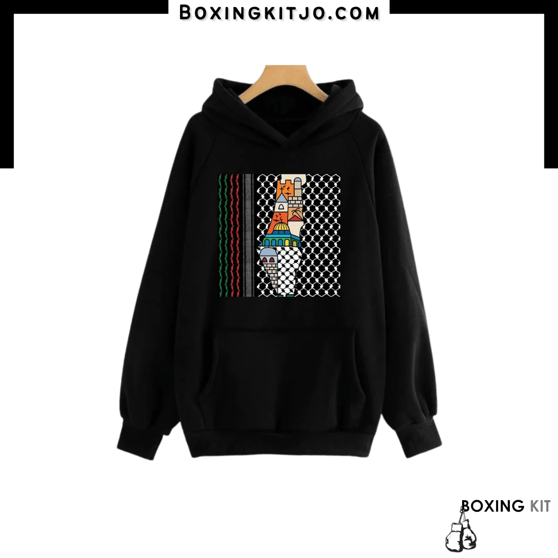 Black Printed Hoodie boxingkitjo