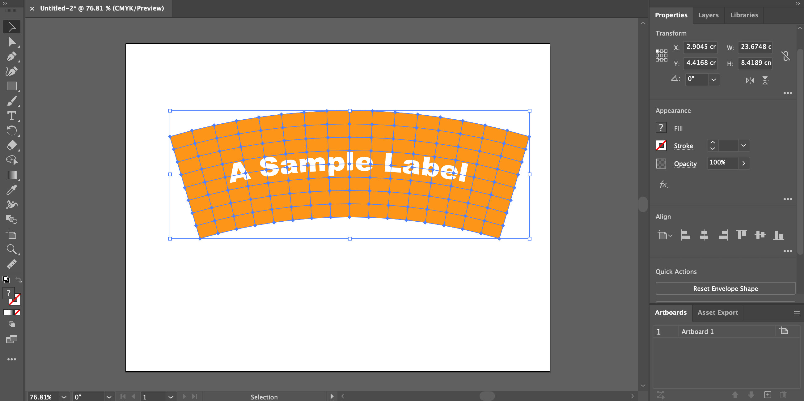 Making Conical Label From Selection in Adobe Illustrator