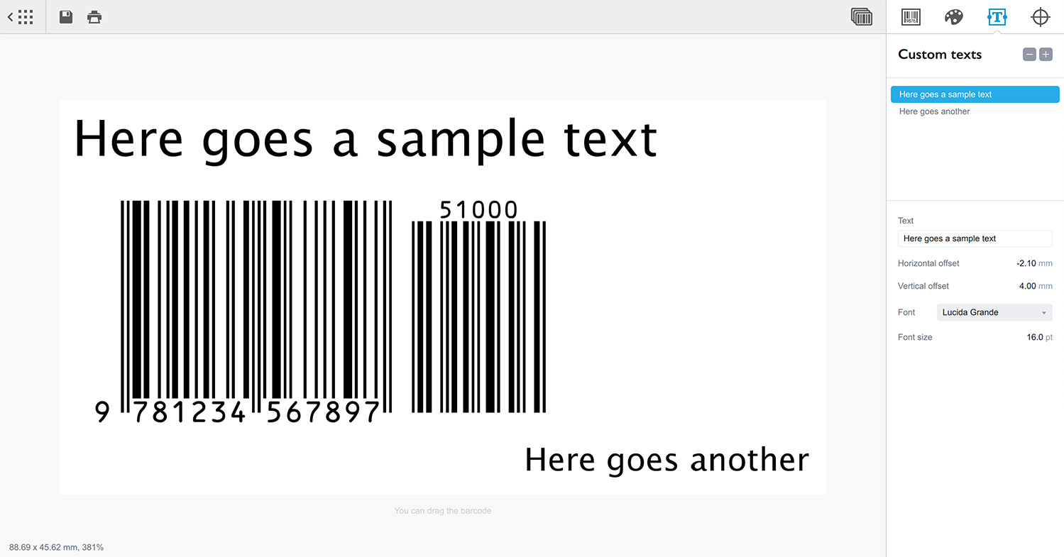 The Screenshots of Barcode Generator Software
