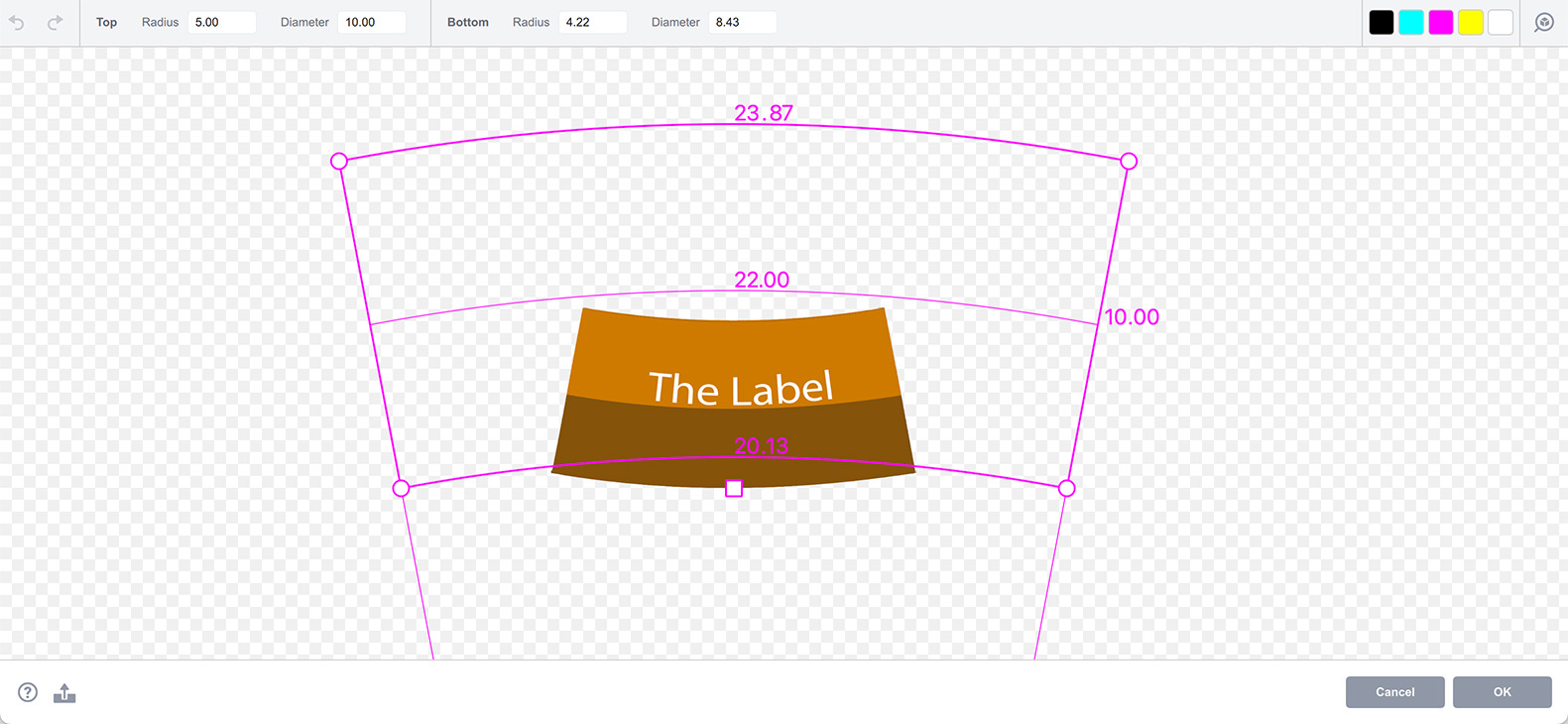 Making Conical Labels in Boxshot