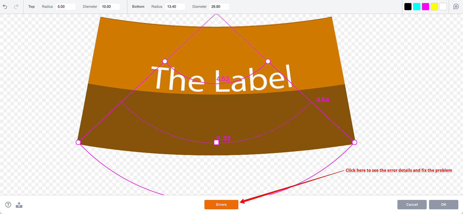 Making Conical Labels in Boxshot