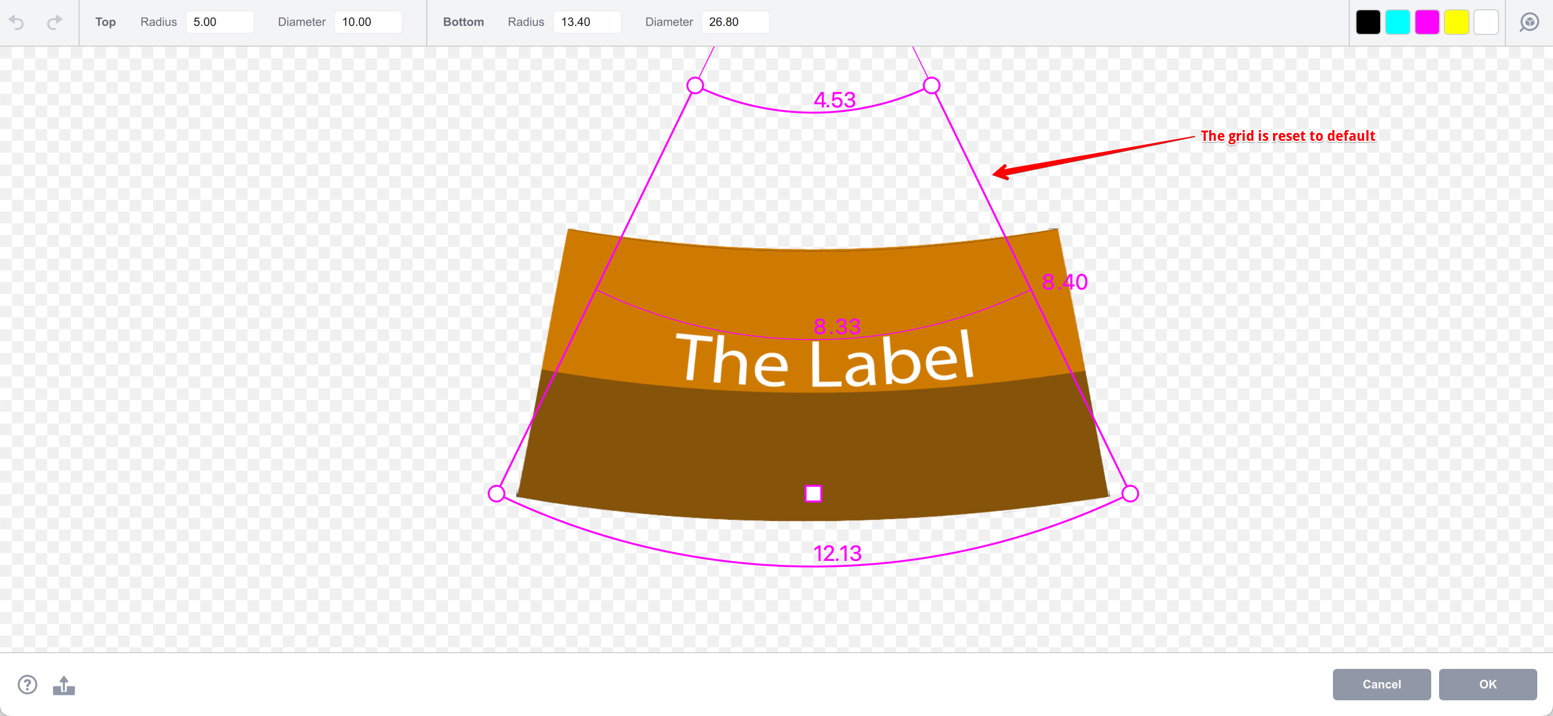 Making Conical Labels in Boxshot