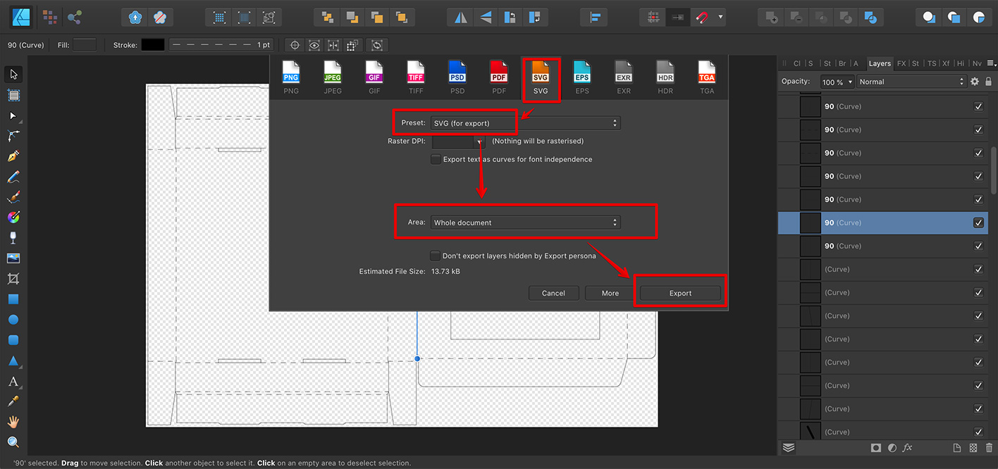 Using Origami with Affinity Designer or any other vector editor