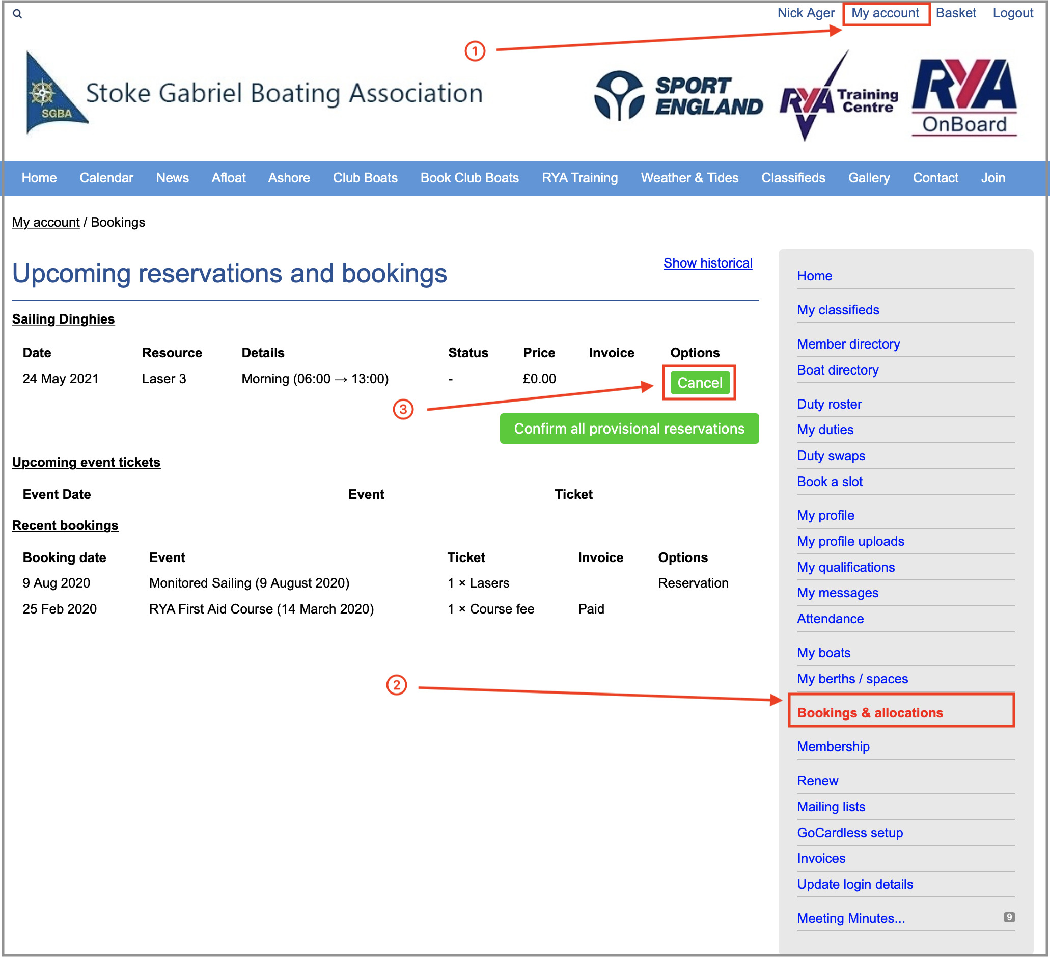 How do I cancel a boat booking? Stoke Gabriel Boating Association