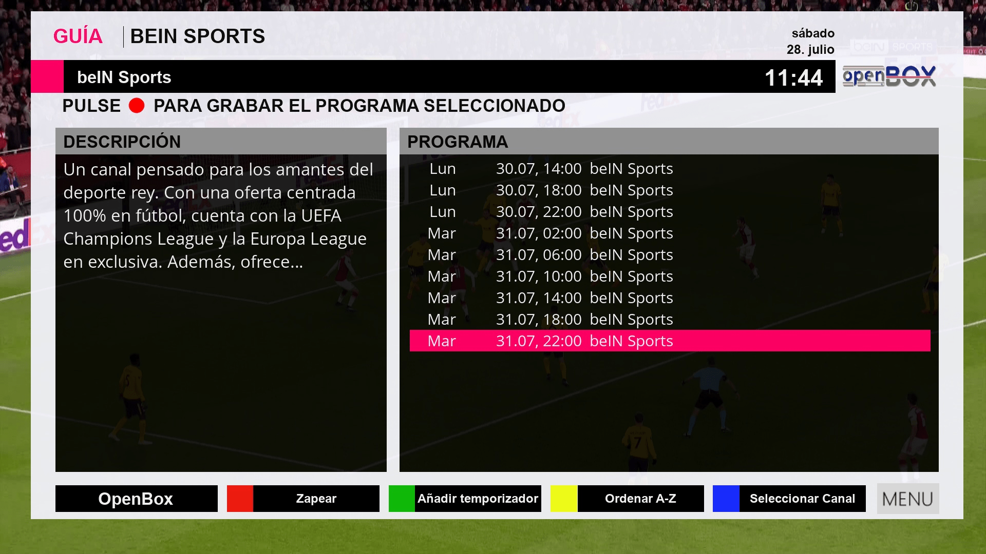 Movistar+ Liga de Campeones y Liga en Astra 19.2E Boxtvmania