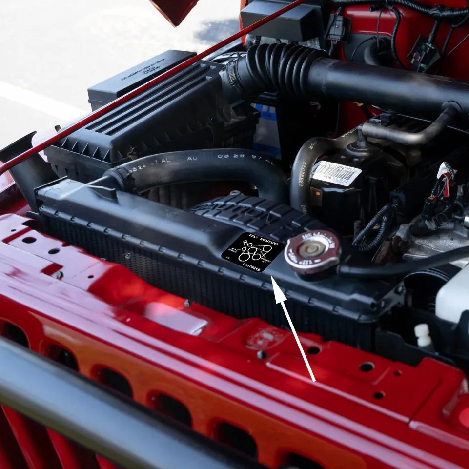 Jeep Engine Fan Belt Routing Diagram Decal (Multiple Variations) – Boxy