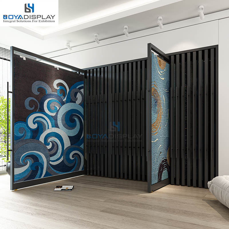 Simplicity Pull flat push type carpet display racks for sale