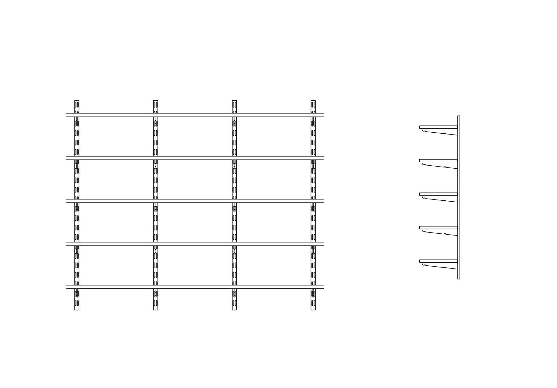 Five tier adjustable shelving system