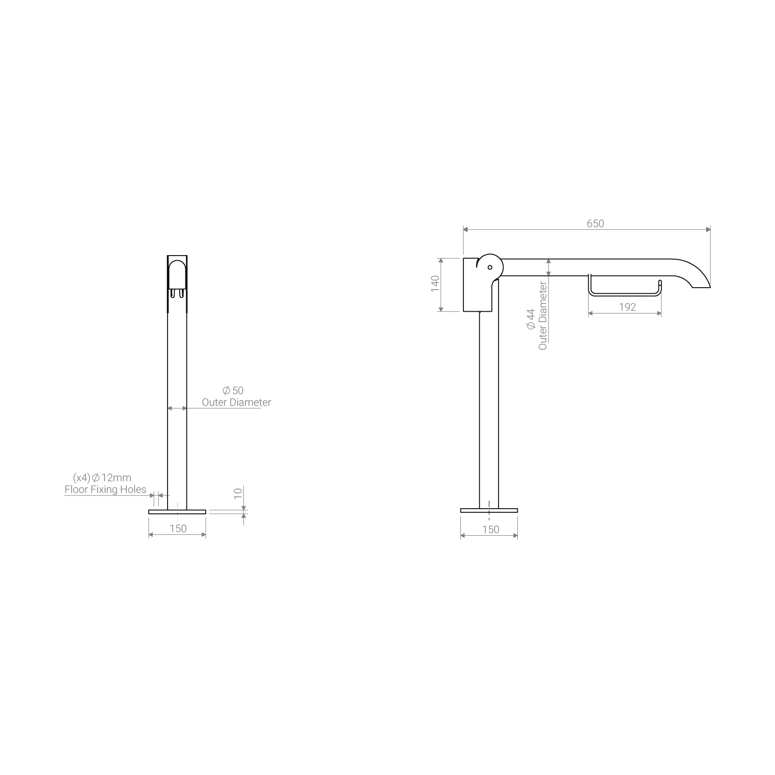 Freestanding hinged grab rail