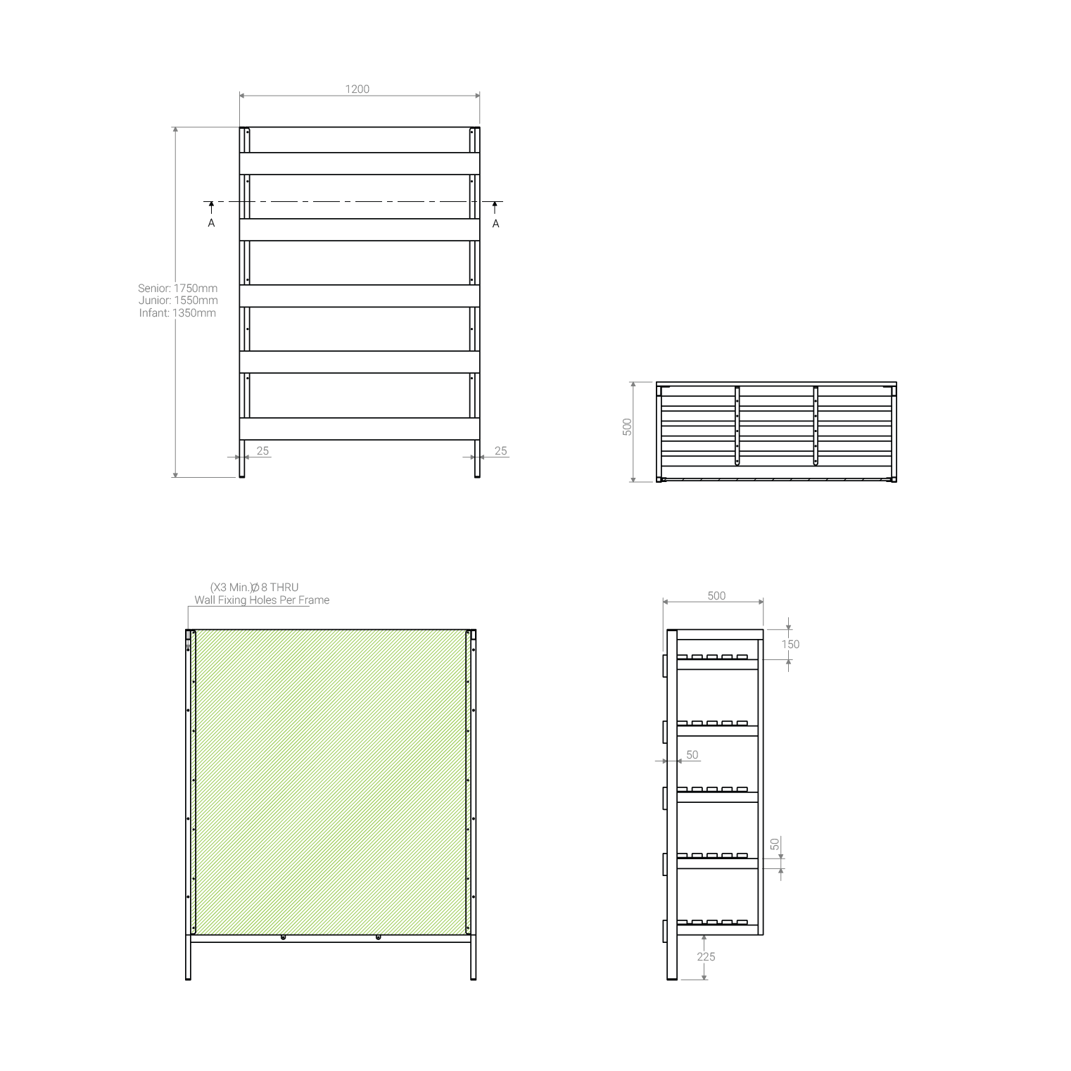 Bag Rack 1200mm long