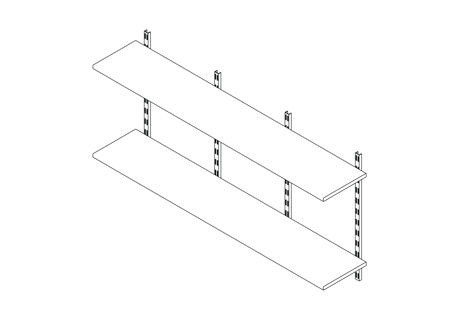 Two tier adjustable shelving system