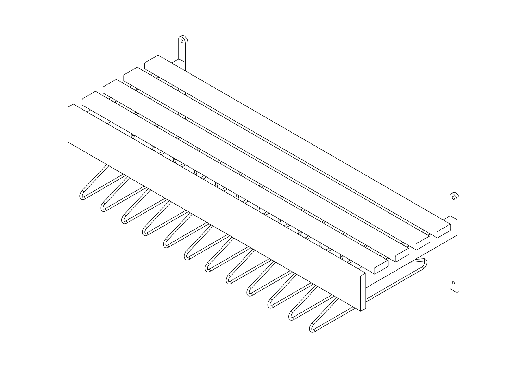 Wall Fixed Hanger Rail with Shelf