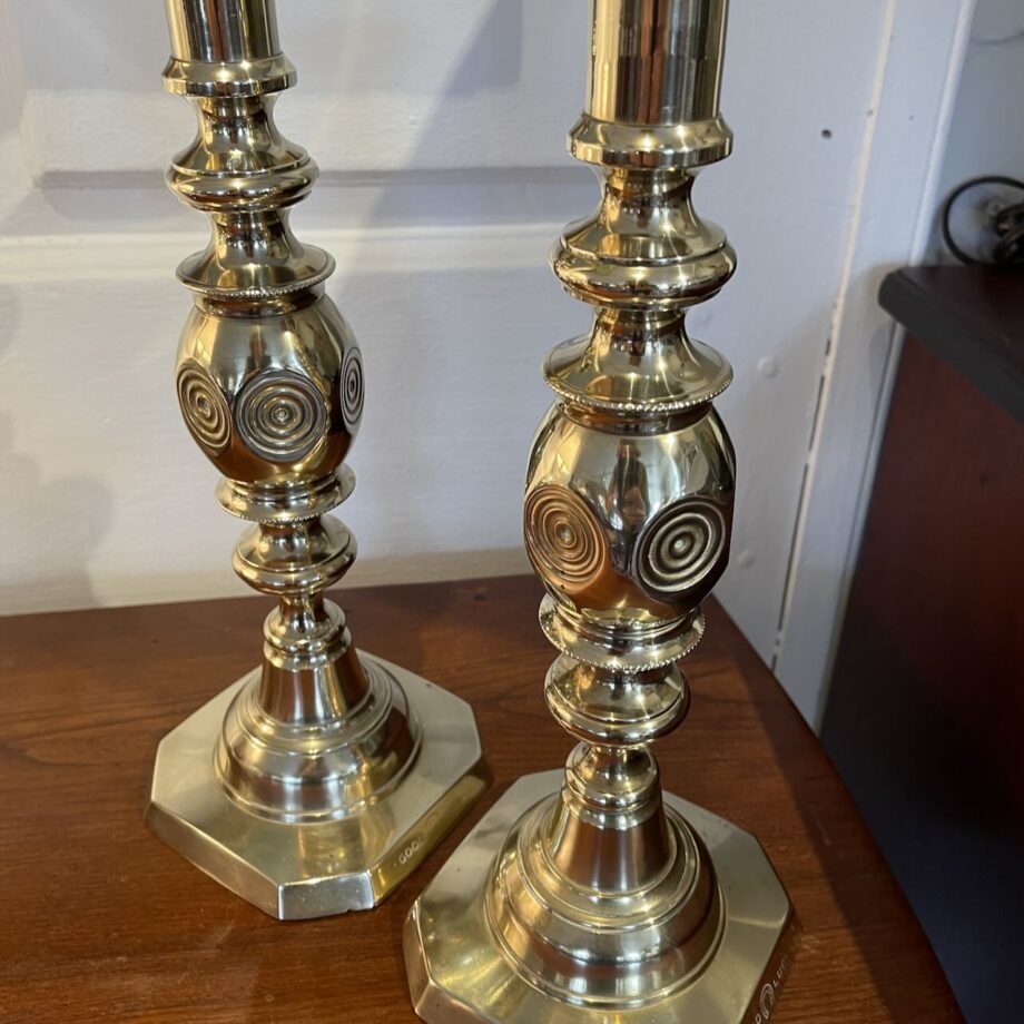 Brass "Good Luck" Candlesticks Boyd's Antiques