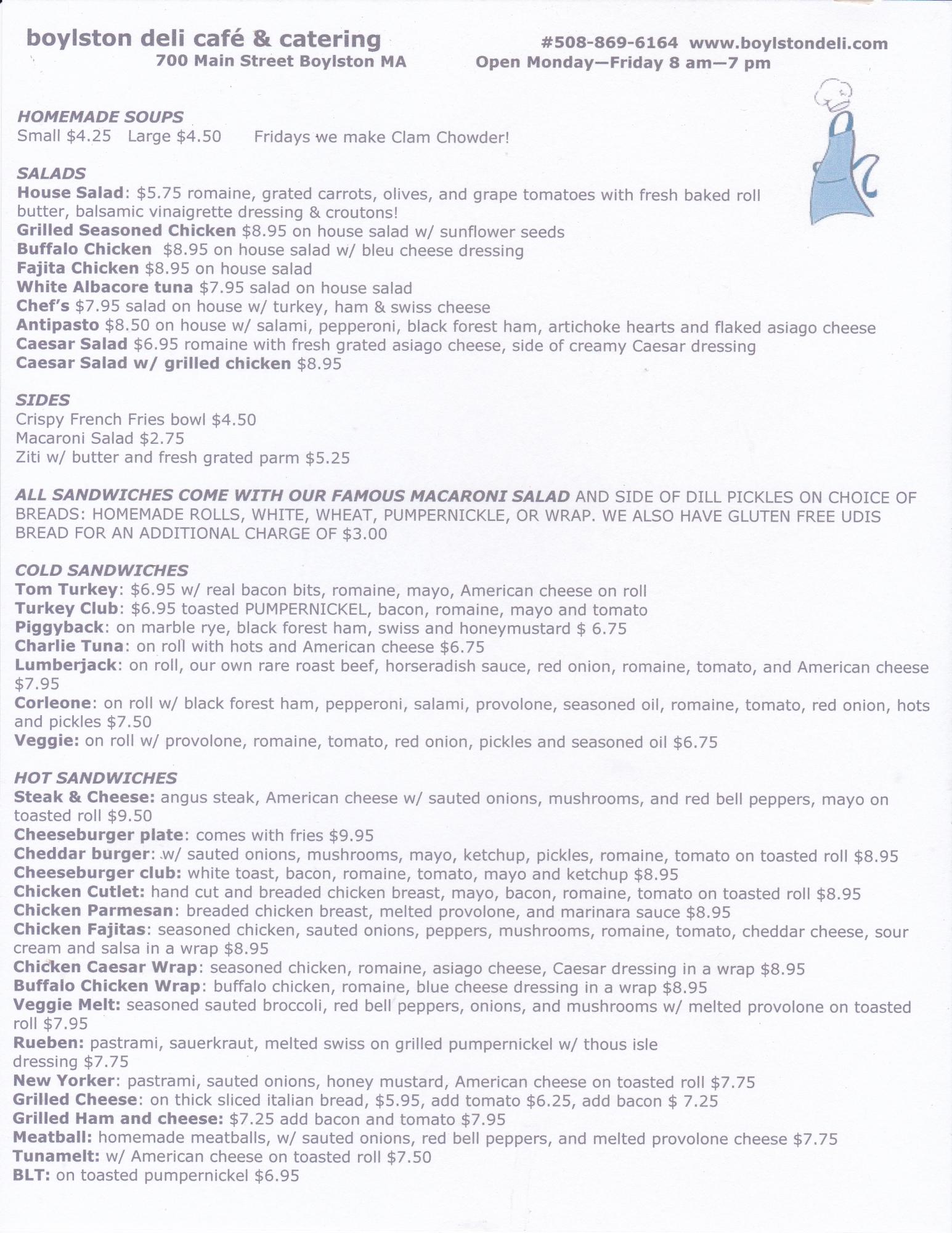 boylston deli cafe and catering, boylston MA