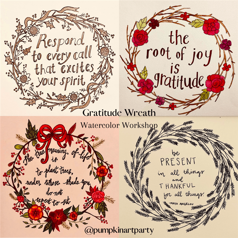 Boylston Parks and Recreation FREE Gratitude Wreath Watercolor