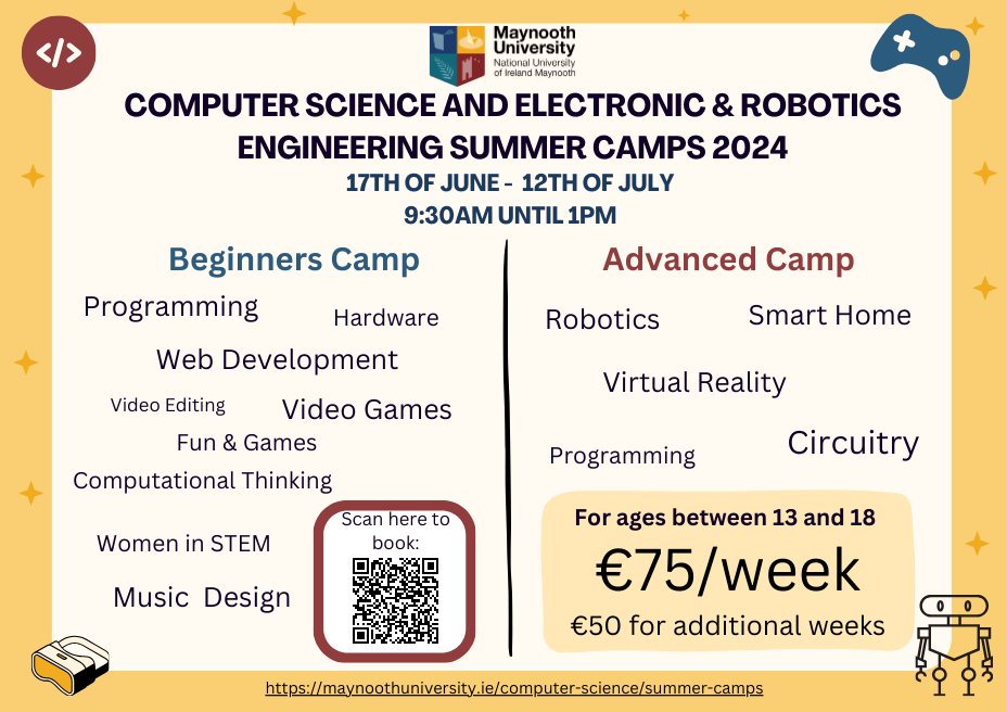 MAYNOOTH UNIVERSITY COMPUTER SCIENCE SUMMER CAMPS 2024 Boyne
