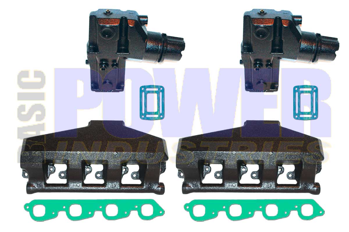 Manifold Exhaust Kit with Tall Riser for Volvo Penta GM 454 7.4L, 502 8