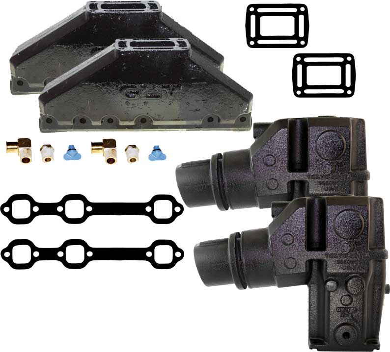 Exhaust Manifold Riser Kit for Volvo Penta and OMC GM V6 4.3L 1994 Up