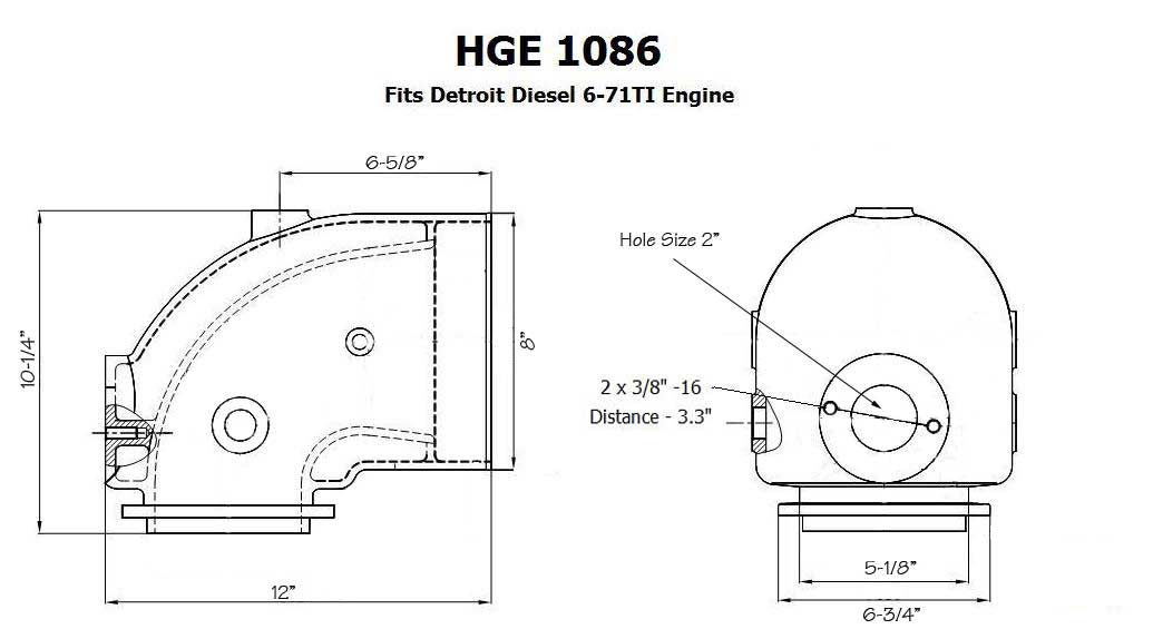 Elbow Exhaust for Detroit Diesel Marine Engine 8 Inch Exhaust DD 6-71