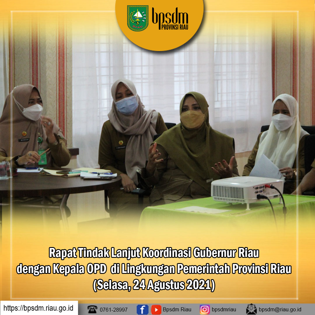 Rapat Tindak Lanjut Koordinasi Gubernur Riau dengan Kepala OPD di